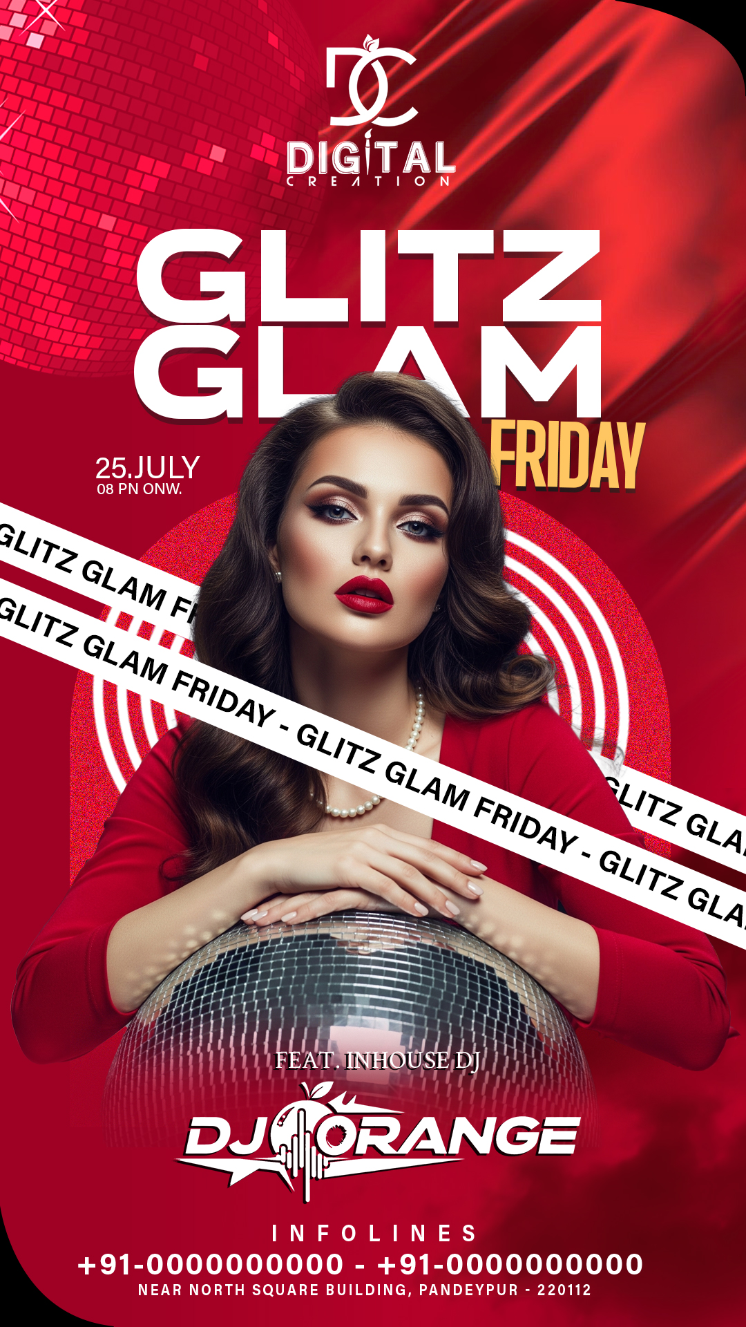 Download Free Glitz Glam Friday Night Club Flyer PSD