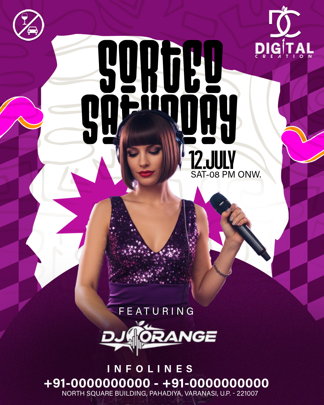 Soreted Saturday Night Club Flyer Free PSD Dwonload