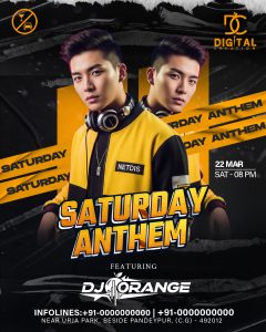 Saturday Anthem Night Club Flyer Yellow and Black Backgrounds