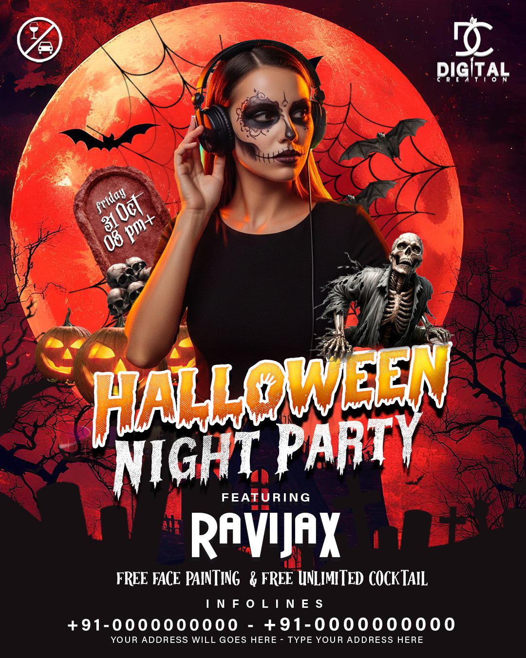 Halloween Night Club Flyer PSD Download | Editable Halloween Party Flyer Template
