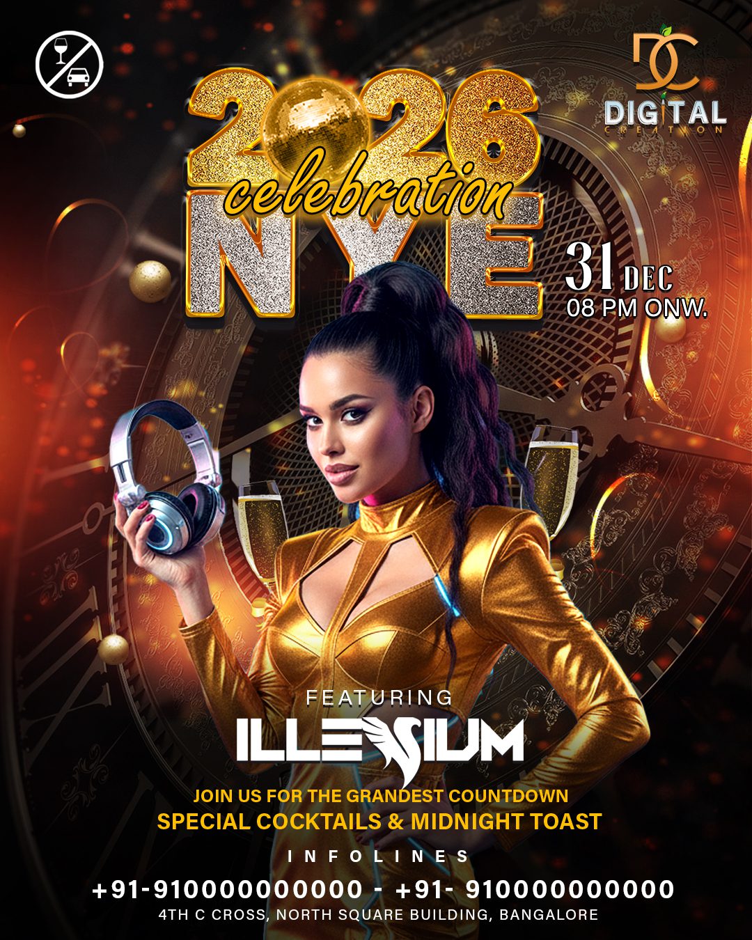 New Year Party Flyer PSD Free & Premium Download | Editable Photoshop Template