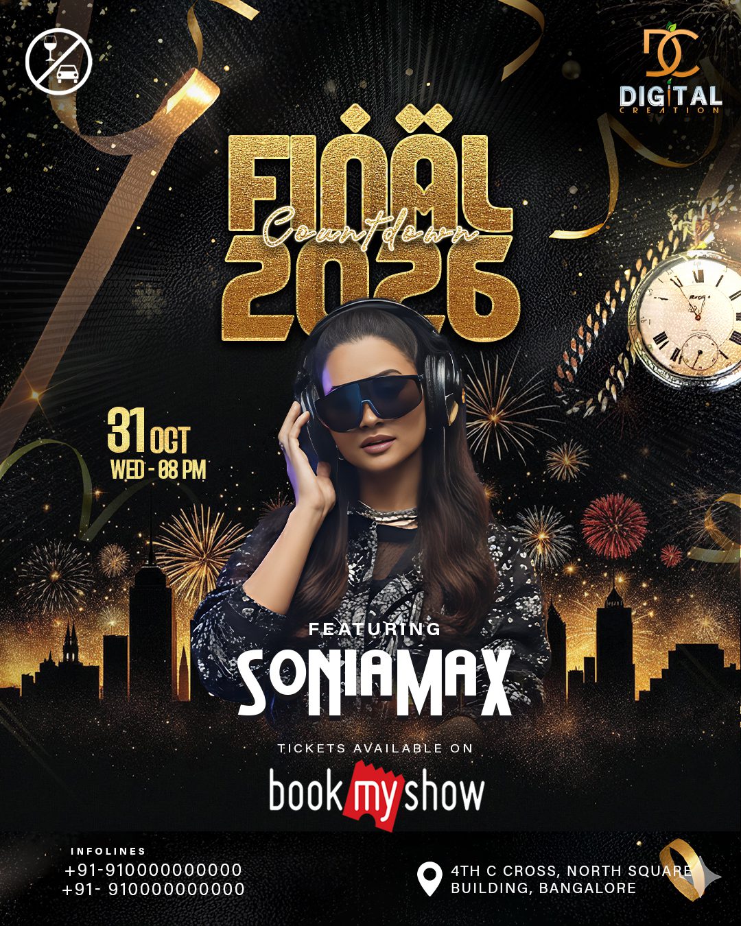 New Year DJ Flyer PSD, Night Club Flyer Template